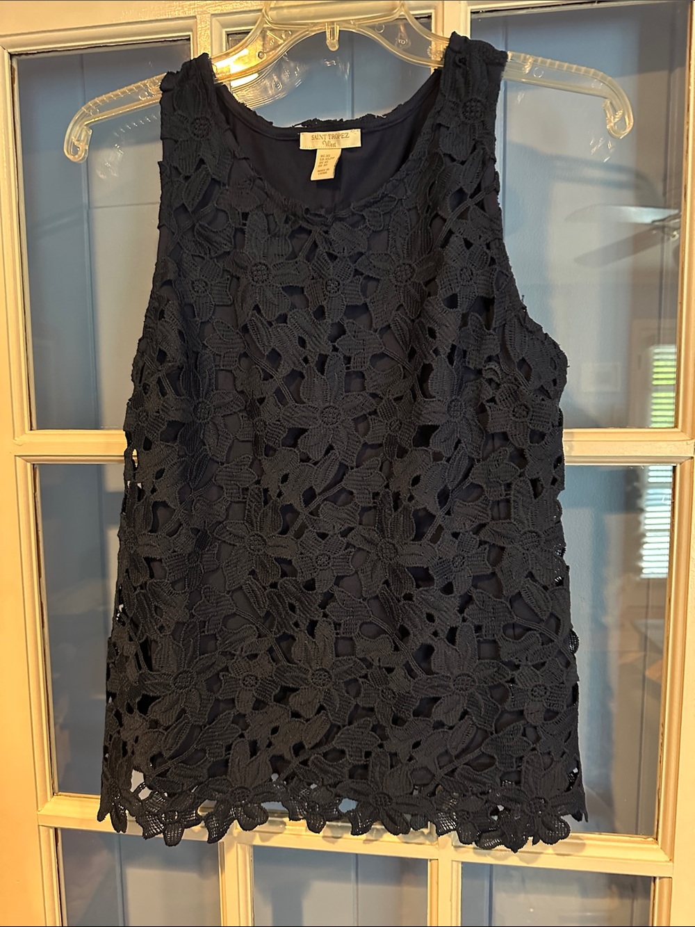 Saint Tropez navy sleeve less top size XS